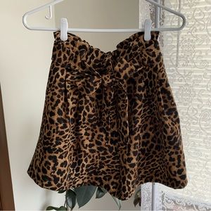 Black Tape_ Leopard Print Paperbag Shorts